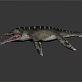 Realistic Dinosaur Model With Long Snout Sharp Teeth And Striped Aquatic Reptile 3d model