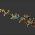 Colorful Motorcycles with Unique Designs Various Styles and Sidecars on
