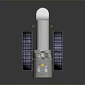Metallic Satellite Cylindrical Structure With Solar Panels And Antenna Design 3d model