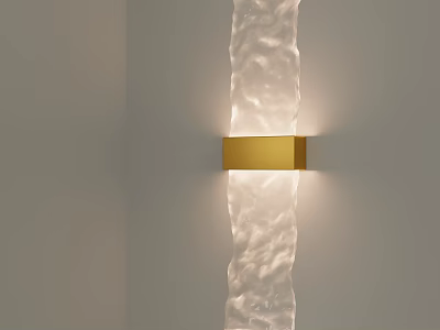 Modern Minimalist Wall Light With Golden Metal Frame And Textured Glass Shade 3d model