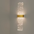 Modern Minimalist Wall Light With Golden Metal Frame And Textured Glass Shade