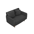 Gray Upholstered Two Seater Sofa With Plush Cushions And Wooden Legs