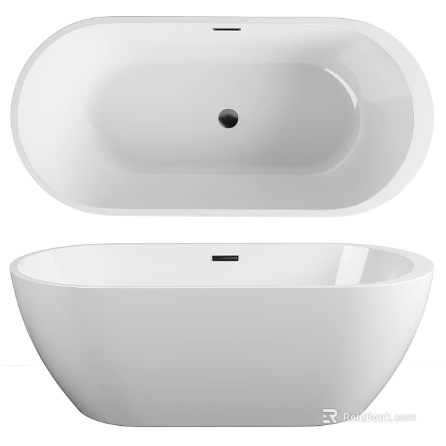 White Freestanding Bathtub With Modern Sleek Design And Smooth Surface 3d model 