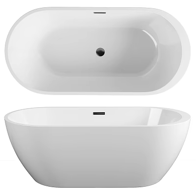 White Freestanding Bathtub With Modern Sleek Design And Smooth Surface 3d model