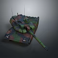 Detailed Camouflaged Military Tank With Long Cannon Barrel And Antenna Design