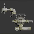 Industrial Mechanical Equipment With Metal Frame Pipes Platform And Ladder