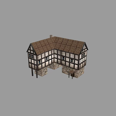 Modern cartoon building small building 3d model