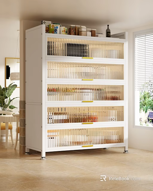 White Modern Indoor Storage Shelving Unit With Multiple Organizing Shelves for Small Items 3d model