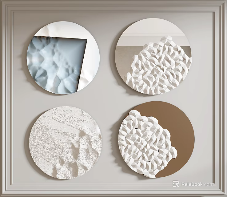 Circular Wall Decor With Textured Patterns And Neutral Tones For Modern Interior 3d model 