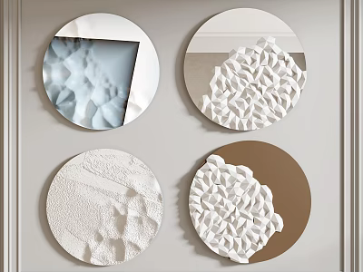 Circular Wall Decor With Textured Patterns And Neutral Tones For Modern Interior 3d model