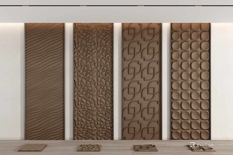 Modern Wall Panels For Interior With Various Textures And Patterns 3d model 