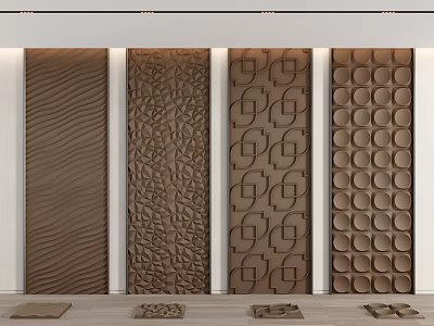 Modern Wall Panels For Interior With Various Textures And Patterns 3d model