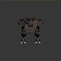 Sci Fi Biomechanical Character With Mechanical Legs And Orange Glow Base
