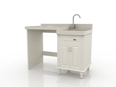 Modern White Bathroom Vanity With Cabinet Faucet And Countertop Design 3d model