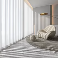 Modern Curtain Dream Curtain Single Sofa Floor Lamp 3d model