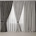 Various Textured Curtains in Neutral Tones with Tiebacks for Modern Home Interior