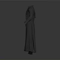 3D Model of Casual Outfit With Gray Cardigan Robe White T-shirt and Black Pants
