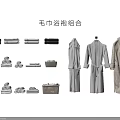 Washable Towel and Bathrobe Set Soft Cotton Linen Bathroom Essentials 3d model