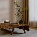 Quiet Original Wood Tea Table Middle Ancient Square Tea Table 3d model