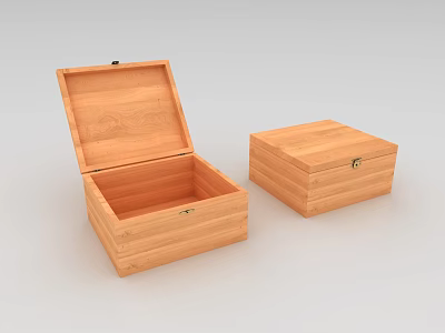 Two Handcrafted Wooden Storage Boxes for Home Organization One Open and One Closed 3d model