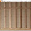 Wooden Grid Panel Doors With Perforated Design For Interior Decoration 3d model