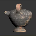 Unique Hand Carved Ceramic Sculpture With Curved Handle Spout And Textured Base