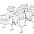 Red And Blue Theater Public Chairs With Wooden Armrests And Metal Legs