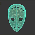 Ornamental Weapon Mask with Brown Base Featuring Intricate Gold Pattern and Eye Nose Holes