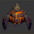 Lava Spider Creature With Purple Legs And Spiked Carapace Fiery Orange Red Interior