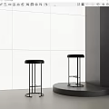 Black Bar Stools With Round Seats And Metal Frames In Modern Minimalist Style