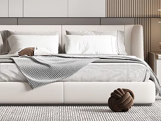 Modern Double Bedstand Bedding Bed Pillow 3d model