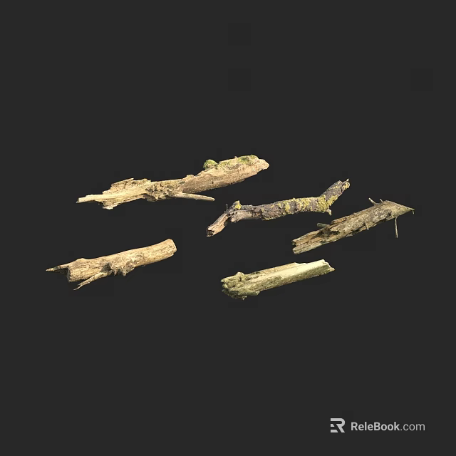 Natural Stone And Wood Craft Materials With Organic Textures And Shapes 3d model 