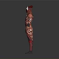Red Decorative Warrior Armor With Intricate Patterns And Detailed Full Body Design