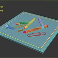 Assorted Household Stationery On Blue Tray With Thumbtacks Crayons And Paper Clip