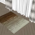 Square Rug With Gradient Brown Beige Striped Pattern On Bright Room Floor 3d model