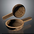 Two Wooden Kitchen Spoons With Handles And Natural Wood Grain Design