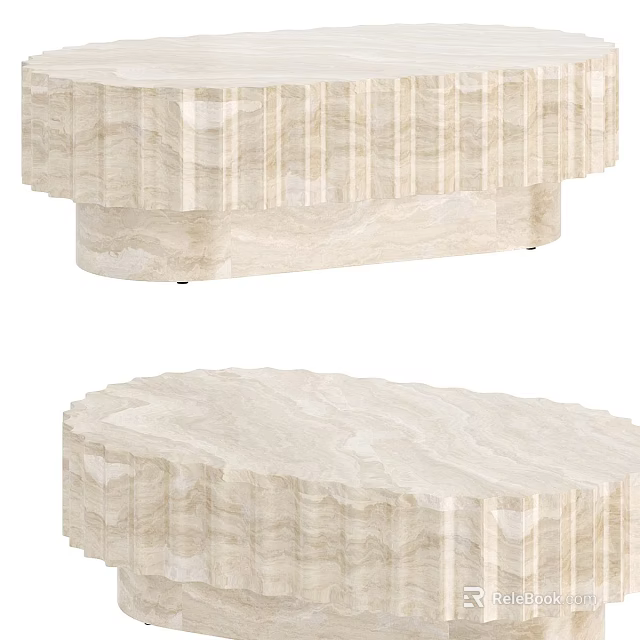 Elegant Modern Ivory Coffee Table With Layered Design And Smooth Marble Texture Surface 3d model 