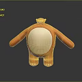 Orange Cartoon Bear Like Character With Round Body White Belly Standing On Dark Reflective Surface