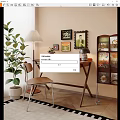 Quiet Ancient Style Desk and Chair Combination Storage Cabinet Table Lamp Floor Lamp Hanging Picture Combination Ornaments Combination Floor 3d model