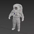 Man In White Astronaut Spacesuit Standing With Helmet And Backpack Equipment 3d model
