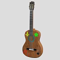 Wooden Acoustic Guitar With Decorative Clover And Fleur De Lis Painted Art Supplies Designs