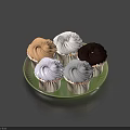 Delicious Assorted Cupcakes With Various Frosting Colors Served On Green Plate