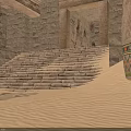Ancient Egyptian Temple Interior With Hieroglyphic Murals Carved Columns And Stone Steps
