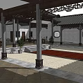 Ancient Chinese Traditional Architecture With Tile Roofs Courtyard Stone Steps And Trees