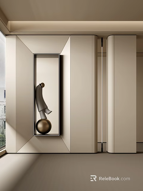 Modern Luxury Entryway Hallway Interior With Decorative Mirror And Metallic Accents 3d model 