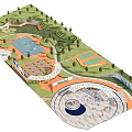 Park Landscape Design With Tennis Courts Green Areas Walking Paths And Circular Plaza