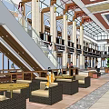 Shopping Mall Atrium With Glass Skylight Columns Staircase Shop Fronts And Shoppers Walking
