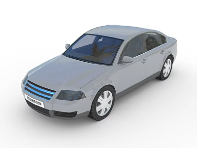 Silver Sedan Car With Modern Design Blue Accent Stripes And Silver Alloy Wheels 3d model