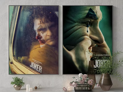 Joker Character Portrait Posters as Decorative Wall Art in Home Interior 3d model
