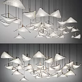 Modern Geometric Chandeliers With Metal Frames And White Shades For Interior Decoration